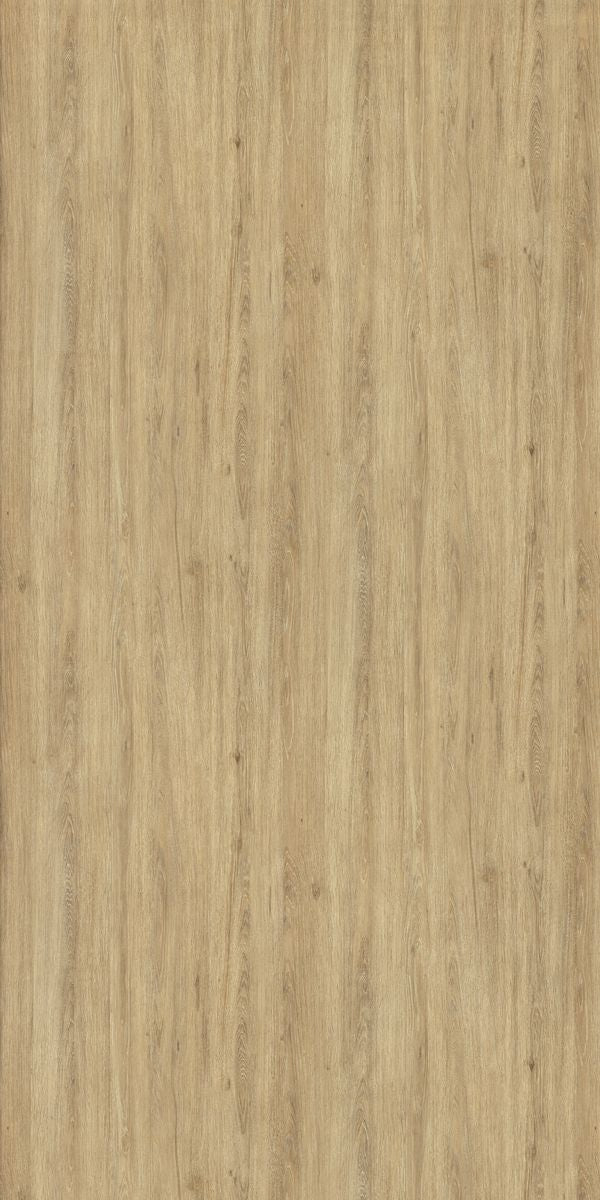 Beige wood grain decorative laminate with suede finish and vertical wood pattern texture