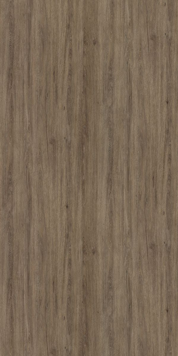 Brown wood grain laminate with suede finish and vertical wood pattern texture.