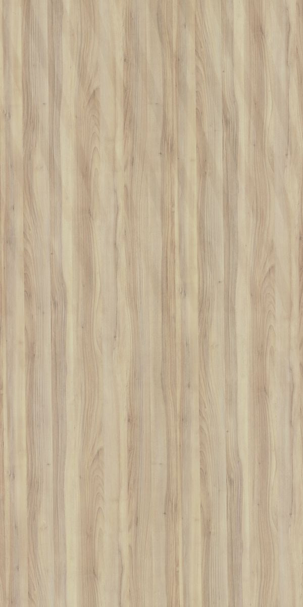 Beige wood grain decorative laminate with suede finish and vertical wood pattern texture