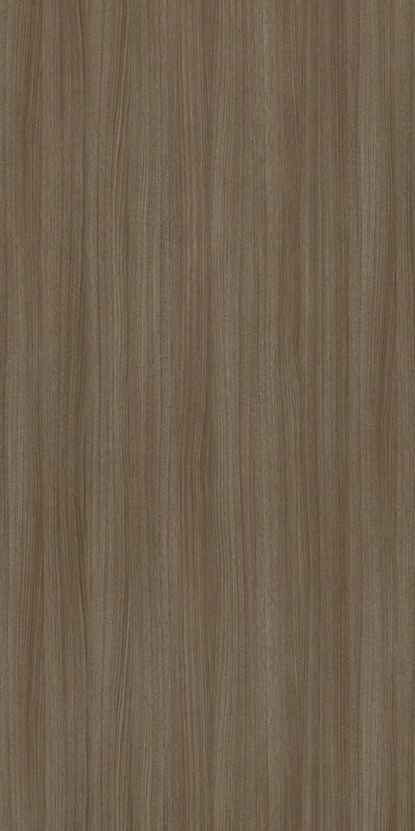 Grey wood grain laminate with suede finish and vertical wood pattern texture