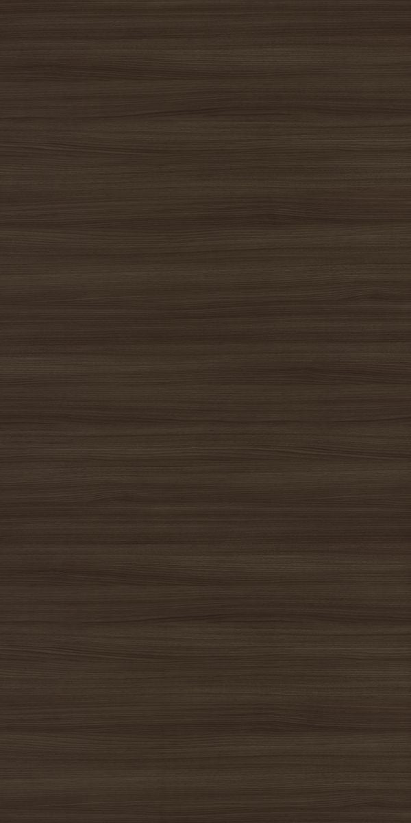Brown wood grain decorative laminate with suede finish and subtle texture, showing a natural wood pattern and smooth