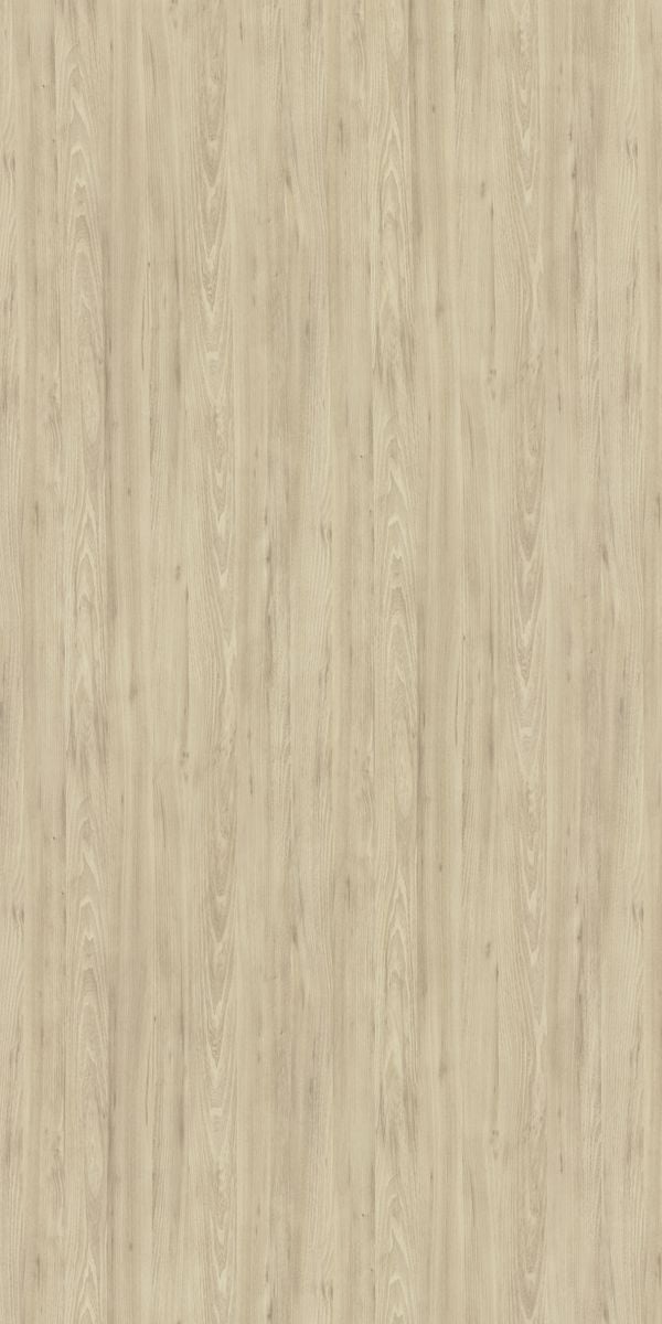 Beige wood grain decorative laminate with suede finish and vertical wood pattern texture