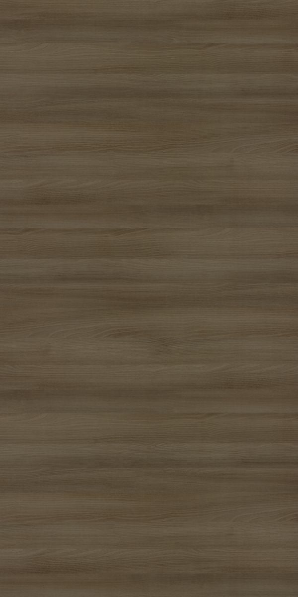 Brown wood grain decorative laminate with suede finish and horizontal wood pattern texture.