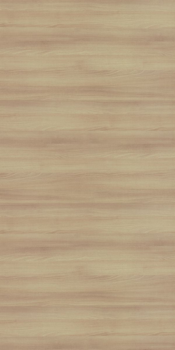 Beige wood grain decorative laminate with suede finish and horizontal wood pattern texture.