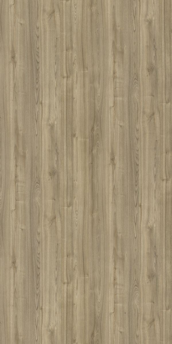 Beige wood grain decorative laminate with suede finish and vertical wood pattern texture.