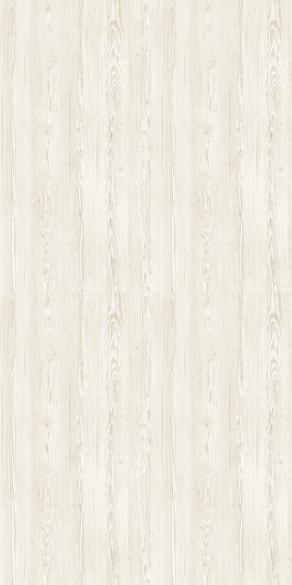 White wood grain laminate with suede finish and vertical grain pattern, showing wood texture and subtle sheen decorative