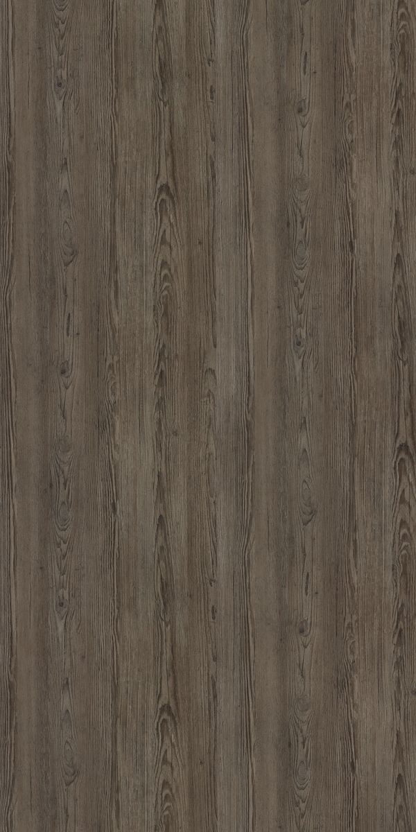 Grey wood grain decorative laminate with suede finish and detailed texture