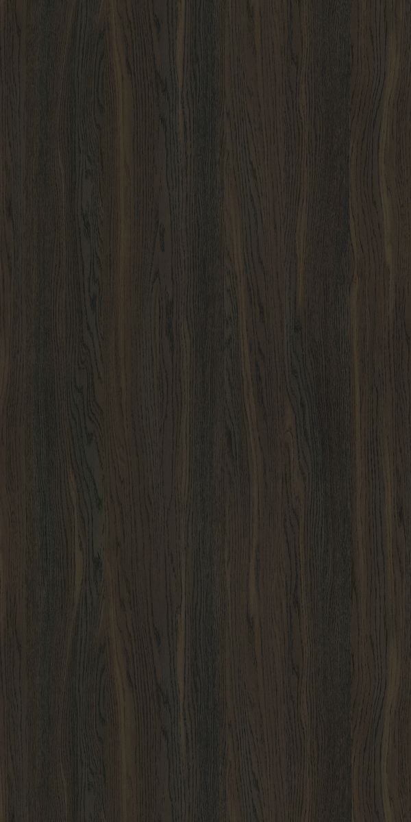 Dark wenge wood grain decorative laminate with suede finish and textured pattern.
