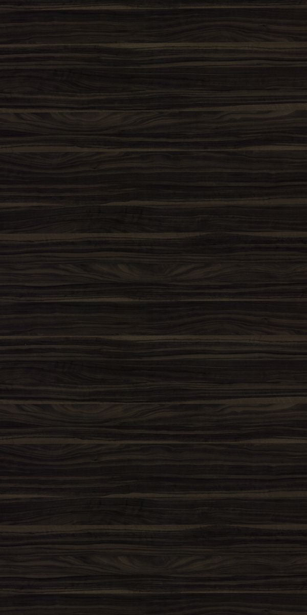 Dark wenge wood grain decorative laminate with suede finish and horizontal wood pattern texture