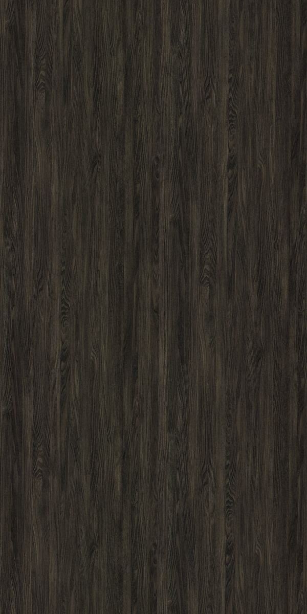 Dark wenge wood grain decorative laminate with suede finish and vertical wood pattern texture