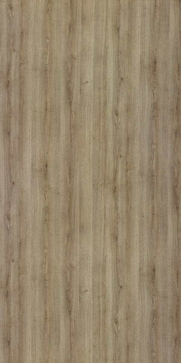Beige wood grain laminate with suede finish and vertical wood pattern texture