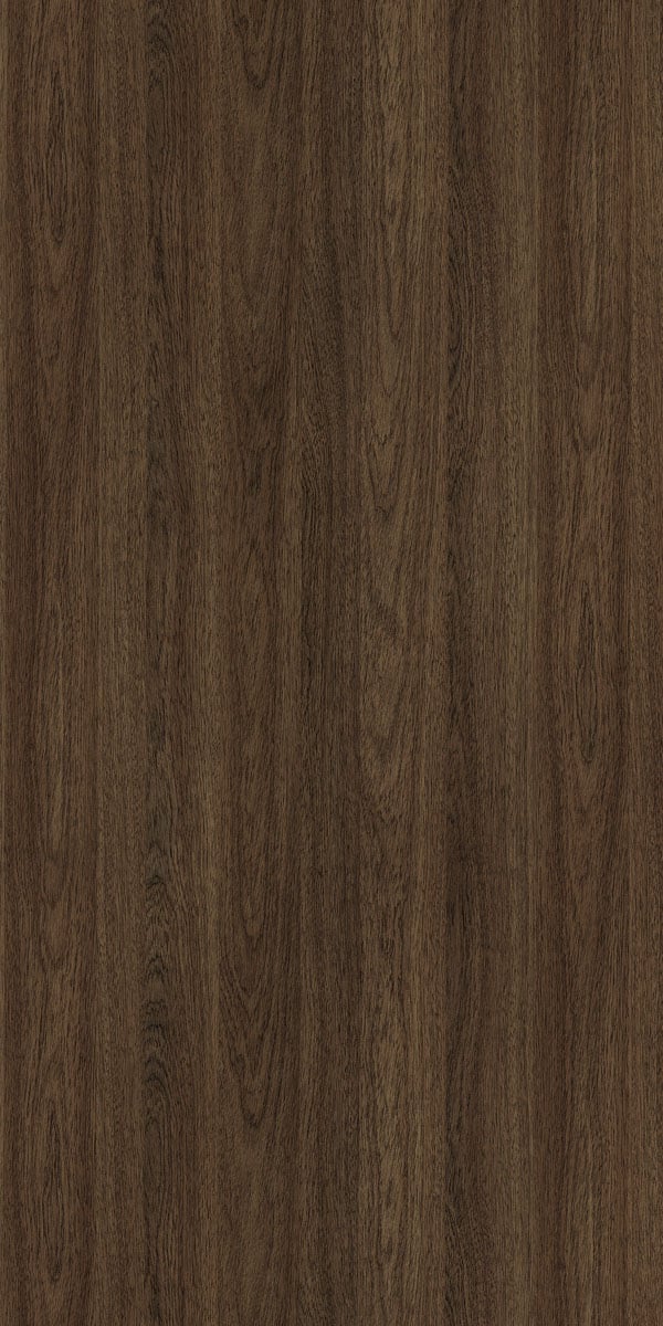 Brown wood grain laminate with suede finish and vertical wood pattern texture