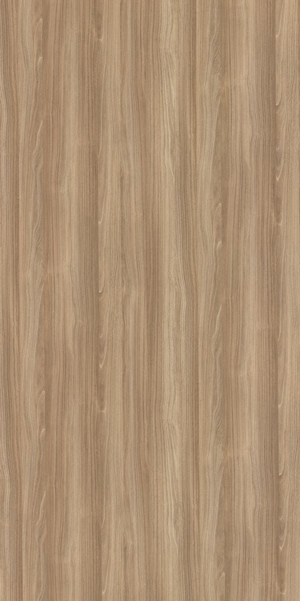 Beige wood grain decorative laminate with suede finish and vertical wood pattern texture