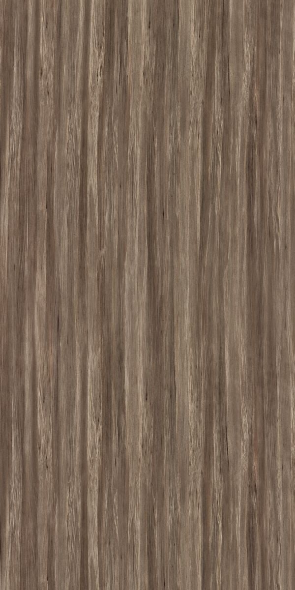Brown wood grain laminate with suede finish and vertical wood pattern texture