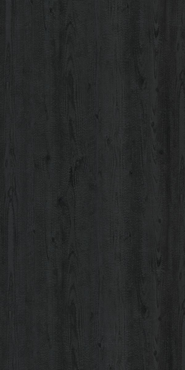 Black wood grain laminate with suede finish and textured vertical pattern