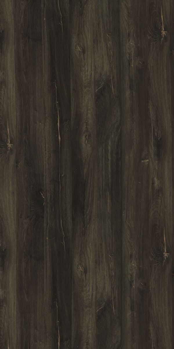Brown wood grain decorative laminate with suede finish and visible wood texture and knots.