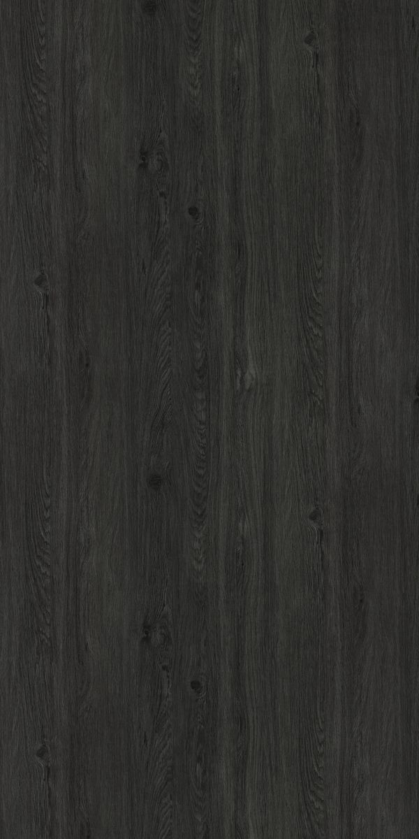 Black wood laminate with suede finish and wood grain texture, decorative laminate for interior use.