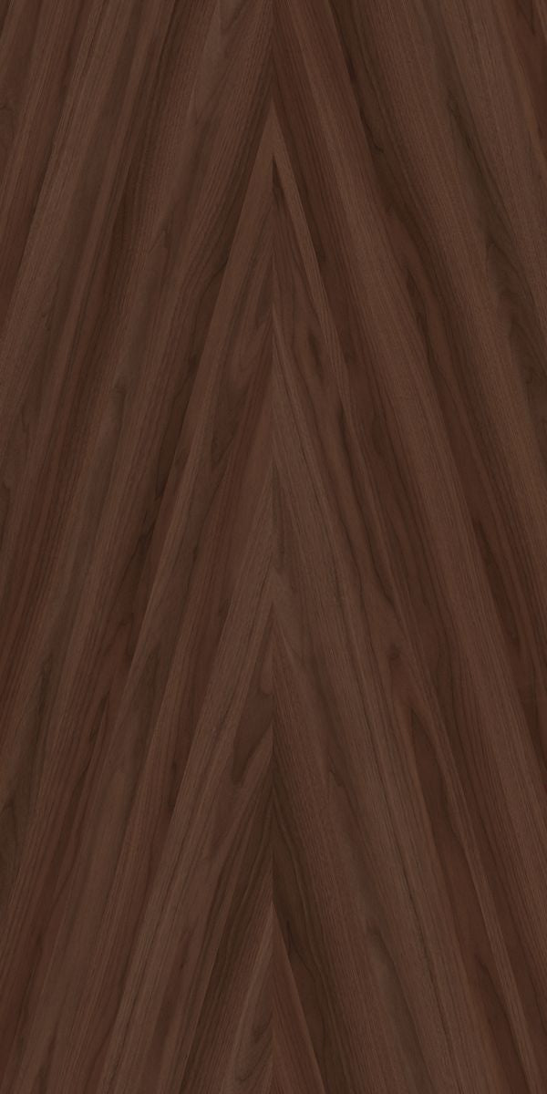 Brown wood grain decorative laminate with suede finish and chevron pattern, showing detailed wood texture and grain