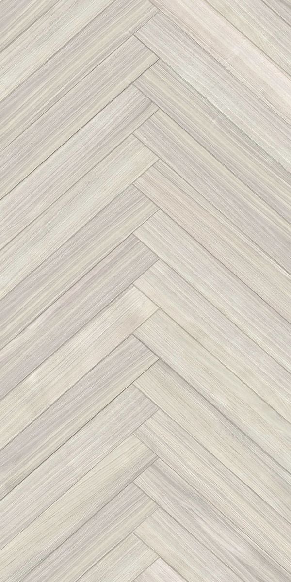 Grey wood grain decorative laminate with suede finish and herringbone pattern, showing wood texture and subtle sheen