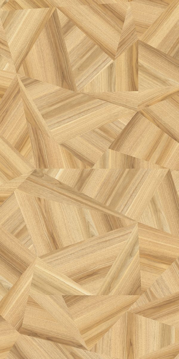 Beige suede finish decorative laminate with geometric pattern and wood grain texture