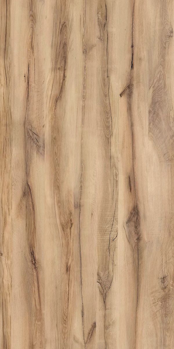 Beige wood grain laminate with suede finish and natural texture, showing wood pattern and knots.