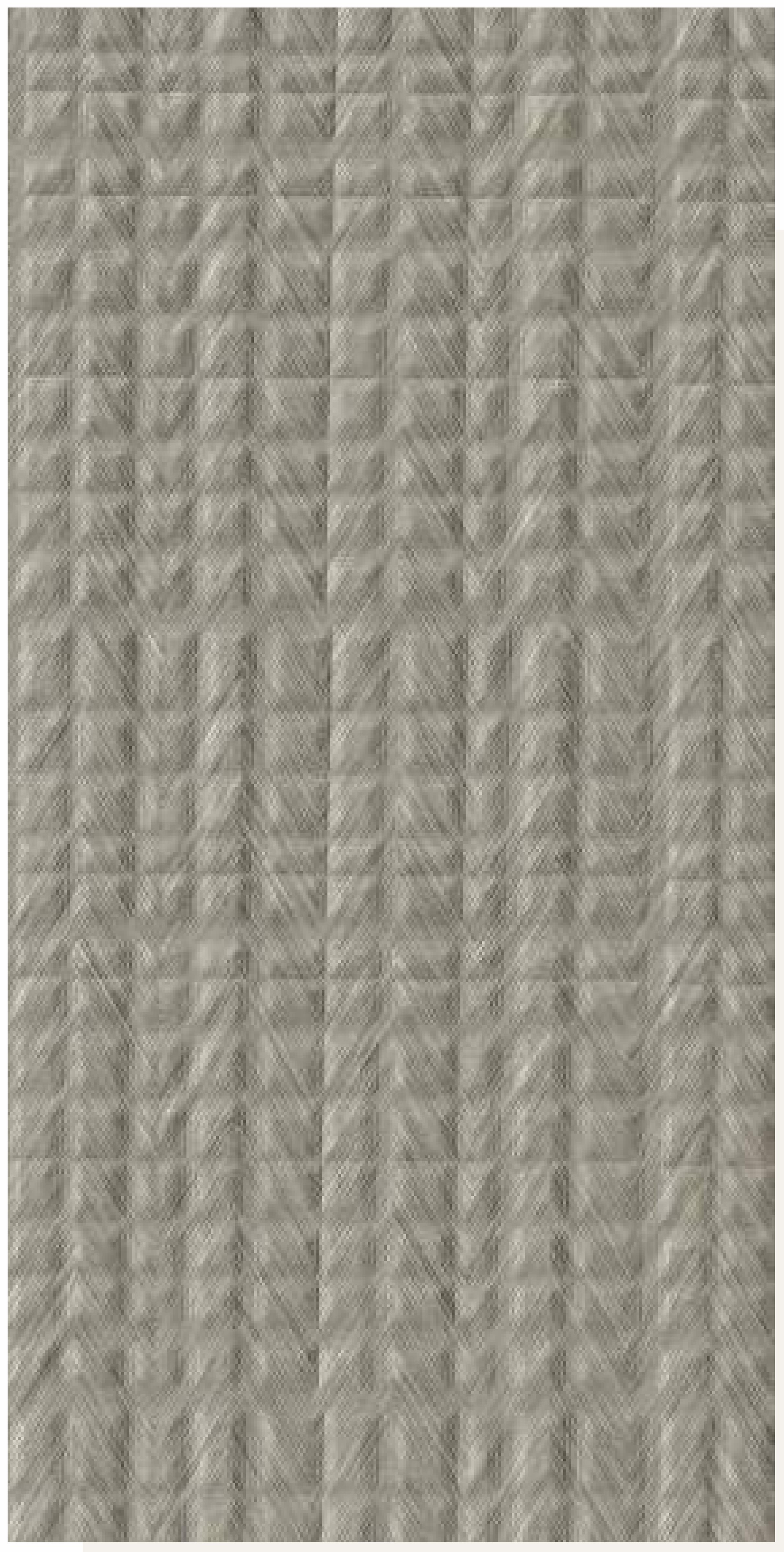 Grey laminate with textured geometric pattern and diagonal grain direction.