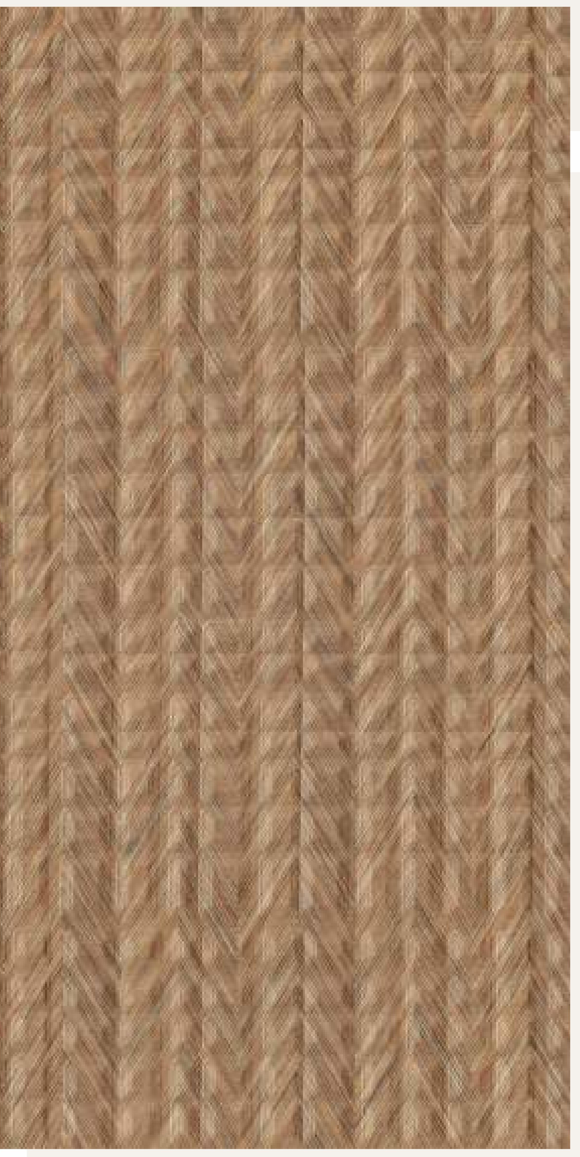 Beige textured laminate with a woven cane pattern and vertical grain direction.