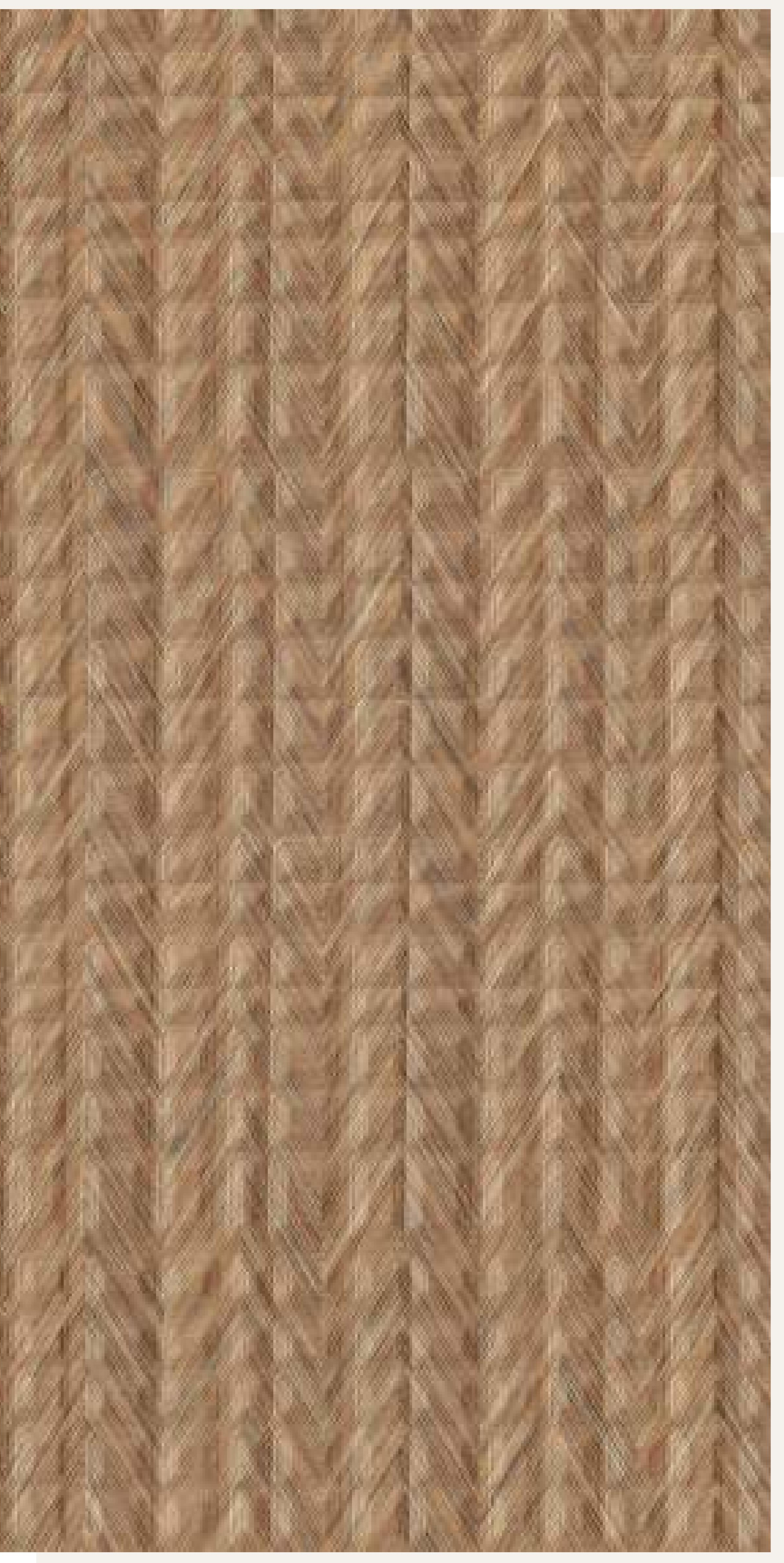 Beige textured laminate with a woven cane pattern and vertical grain direction.