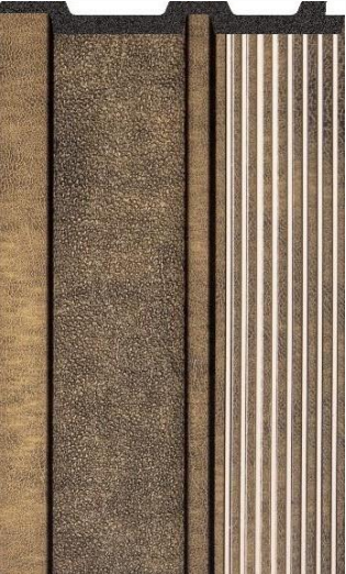 Taupe Contrast Interlock Charcoal Louvers Fabric 9.5x0.4 Ft - Pn 02711 J