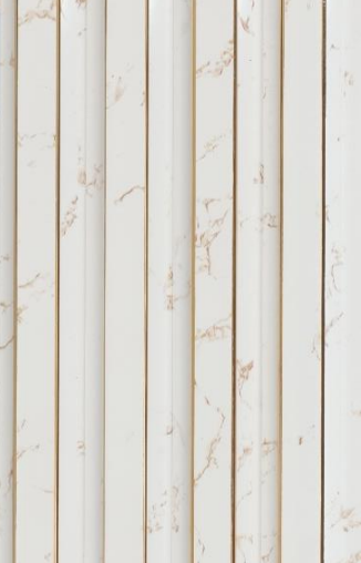 Interlock Charcoal Louvers Marble & Stone White 9.5x0.38 Ft - Pn 02716 K