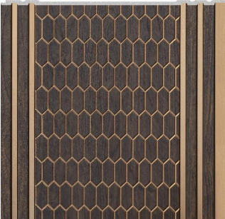 Wpc Louvers Panel Designer Dark Brown 9.5x1 Ft - Pn 02723 H
