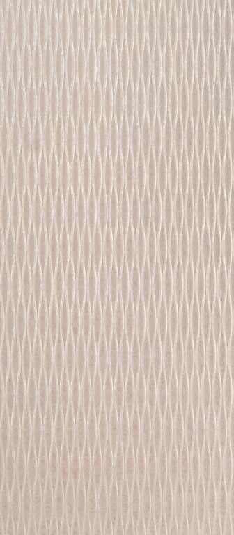 Beige glossy designer louver panel with repeating oval pattern and shiny finish.