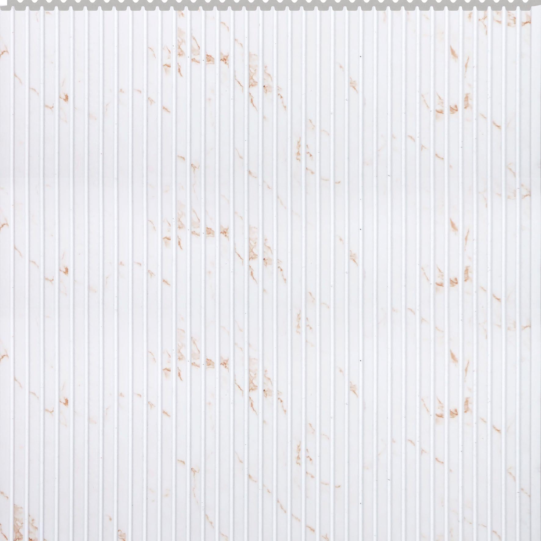 White Veined Interlock Wpc Louvers Marble & Stone 9.5x1 Ft - Pn 02734 H