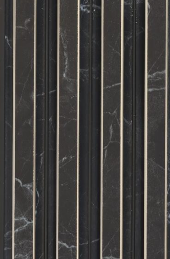 Interlock Charcoal Louvers Marble & Stone Obsidian 8x0.38 Ft - Pn 02716 E