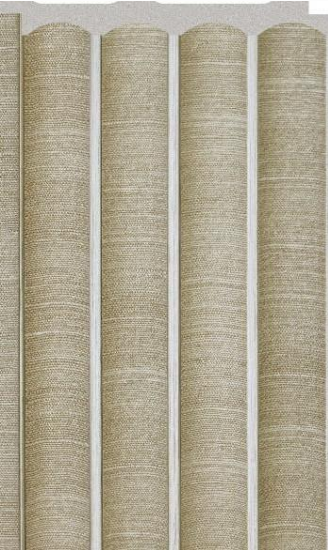 Linen Beige Interlock Charcoal Louvers Designer 9.5x0.39 Ft - Pn 02713 H