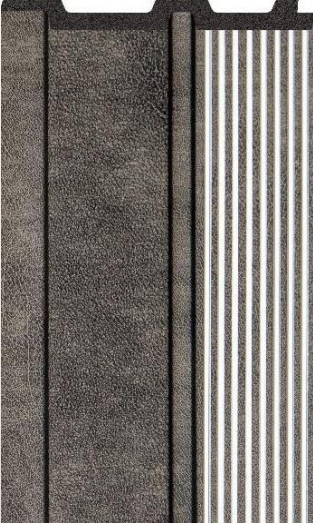 Charcoal Ribbed Interlock Louvers Fabric 9.5x0.4 Ft - Pn 02711 L