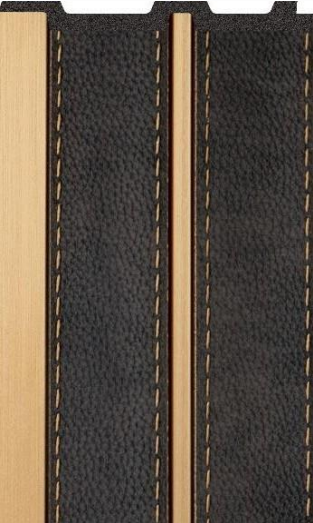 Interlock Charcoal Louvers Fabric Black Stitch 9.5x0.4 Ft - Pn 02711 H
