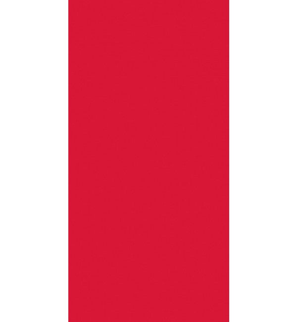 Red fluted decorative laminate with high gloss finish and vertical grooves.