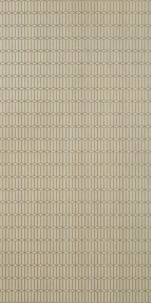 Beige textured louver panel with geometric pattern and vertical lines, showcasing a designer finish and subtle texture