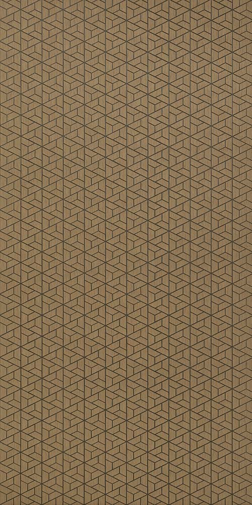 Brown wood grain textured louver pattern with repeating diagonal slats and wood grain finish.