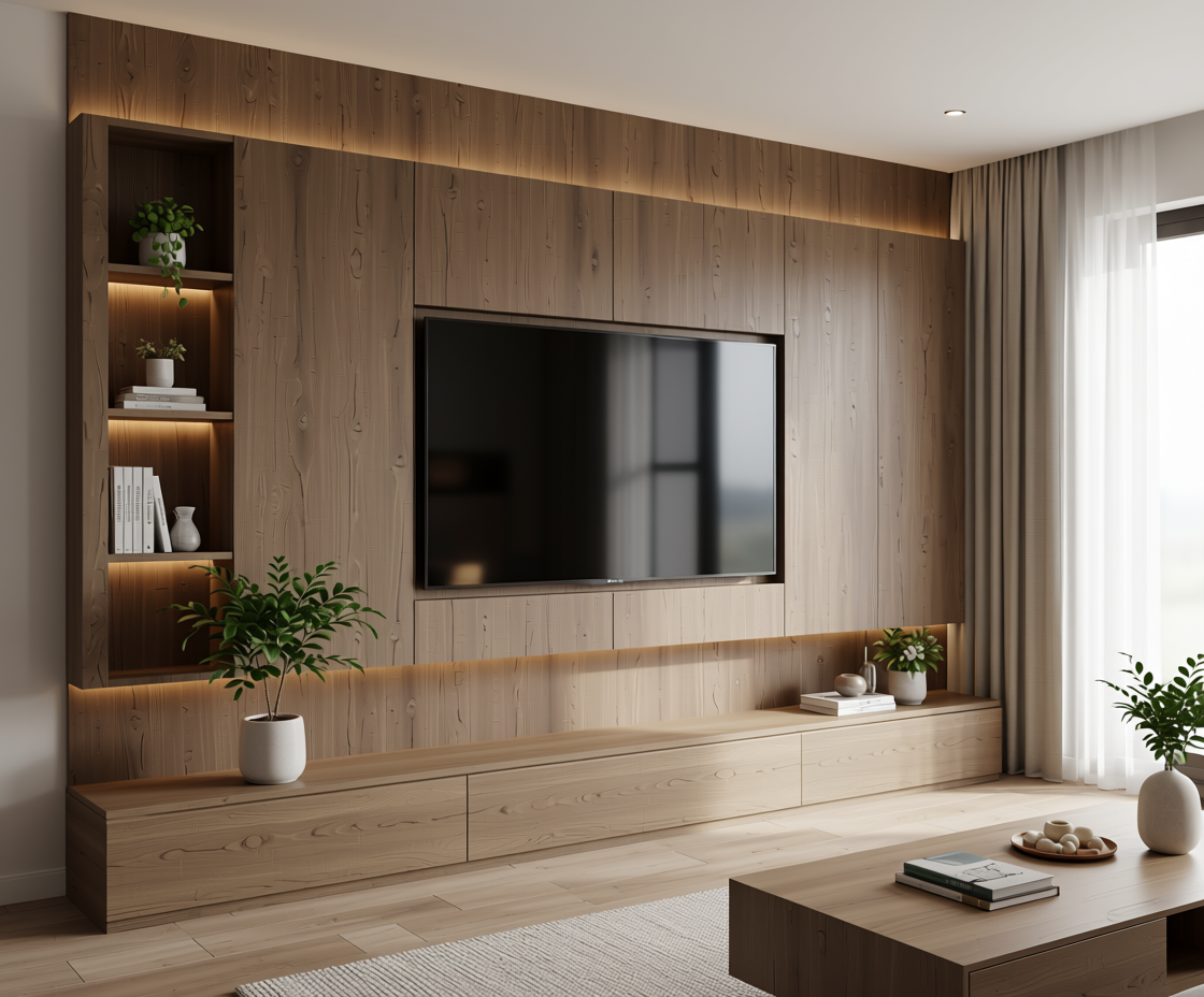 Brown wood laminate with diagonal grain pattern and textured finish.