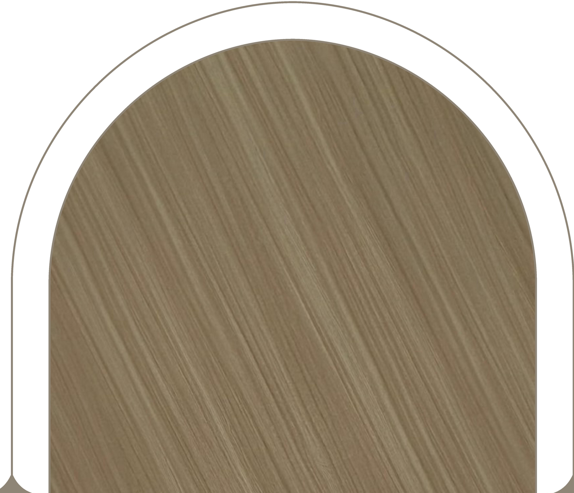 Brown laminate with diagonal wood grain texture and white arched border.