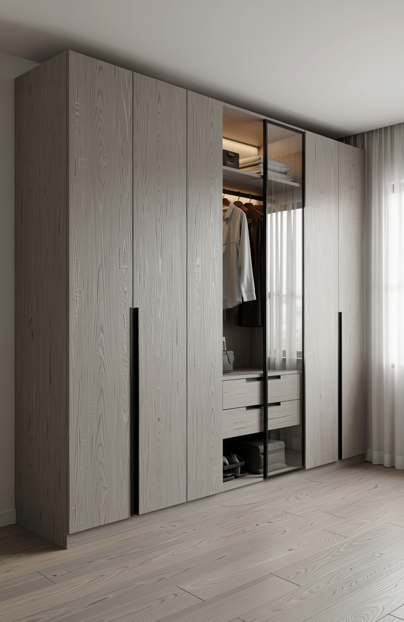 Grey laminate with diagonal texture and matte finish.