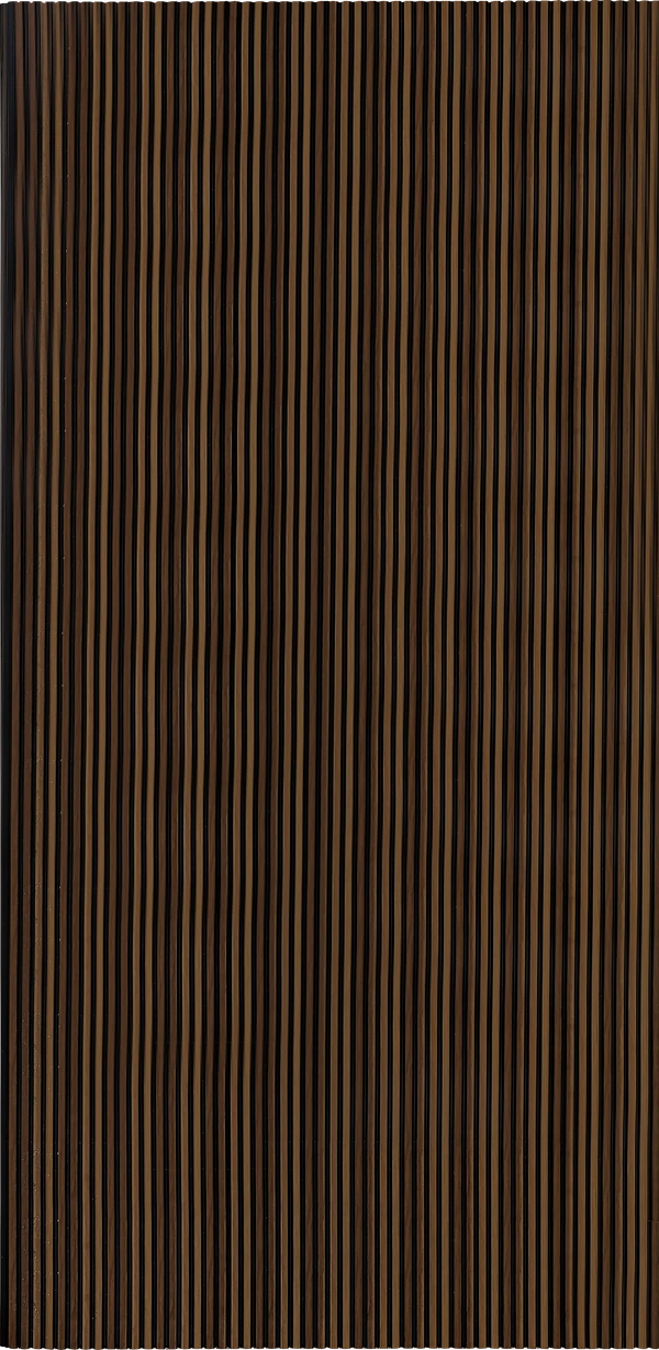 Brown fluted louver panel with matte finish and vertical striped pattern, showing uniform texture and subtle shading