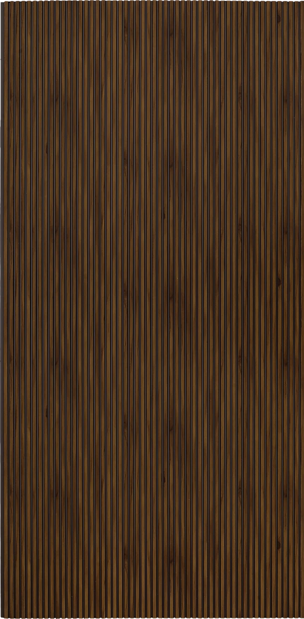 Brown matte fluted wall panel with vertical ridges and smooth texture, showcasing a louver design with subtle sheen
