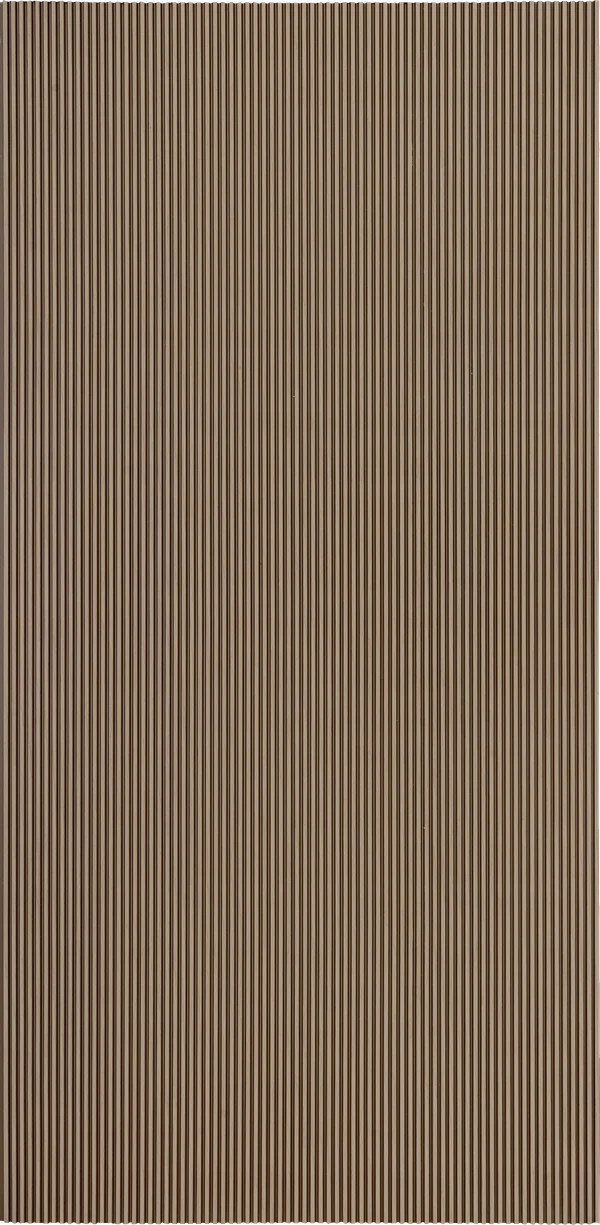 Brown fluted wall panel with matte finish and vertical striped pattern.