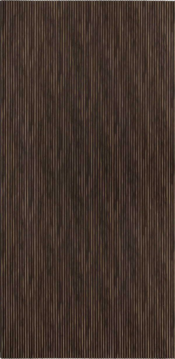 Brown fluted wall panel with matte finish and vertical ridges, showing a textured surface with subtle sheen variation.