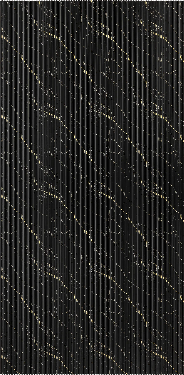 Brown marble louver panel with matte finish and vertical slats, featuring wavy pattern and subtle sheen on textured surface.