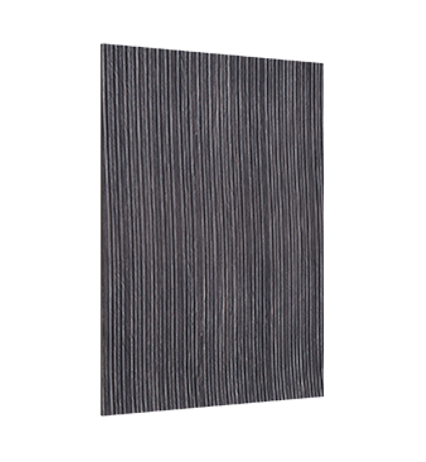 Grey fluted decorative laminate with vertical ridges and Echoe finish on a white background