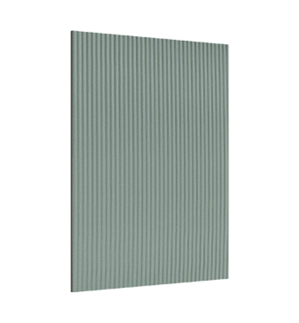 Green fluted decorative laminate with vertical ridges and Echoe finish, showing subtle texture and uniform sage green color.